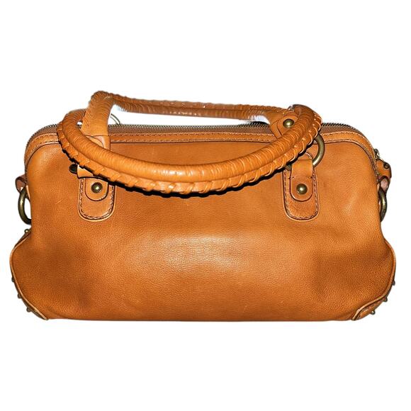 Michael Kors Tan Leather Satchel w/ Gold Studs & Fringe Authenticated - Picture 4 of 11